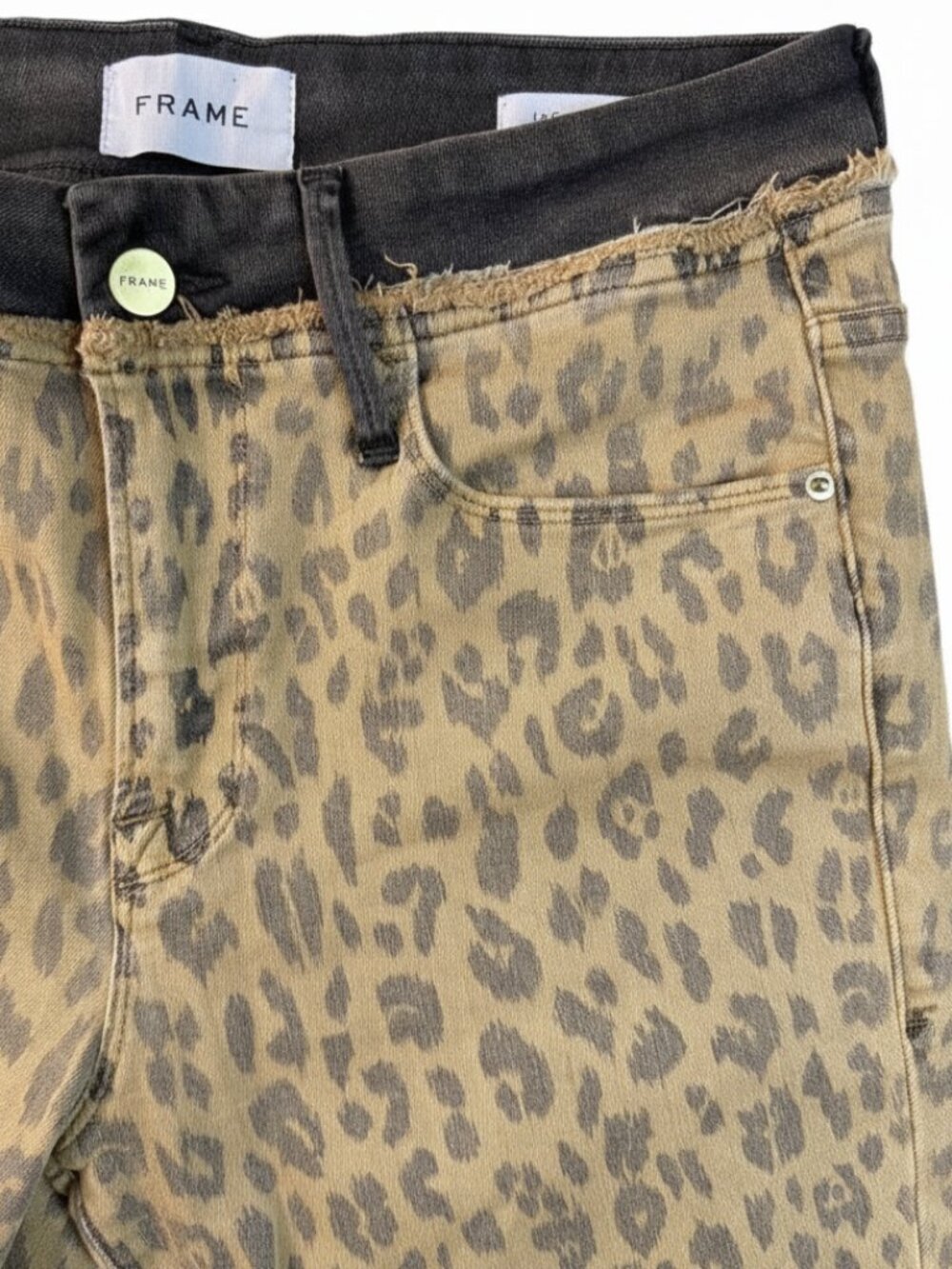FRAME Le Crop Mini Boot Leopard Print Contrast Waistband Jeans Size 29 - Picture 4 of 11